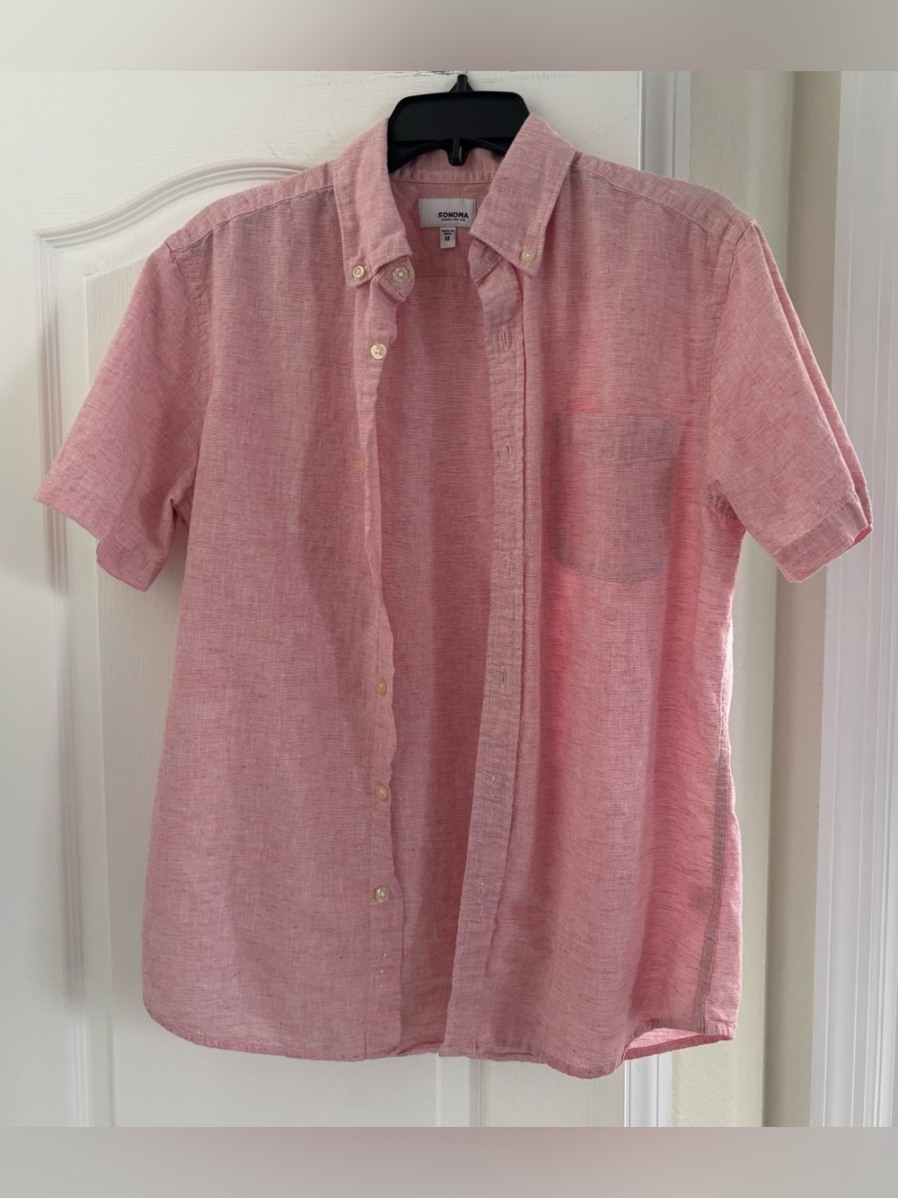 Sonoma Men’s Pink Short-Sleeve Button-Down Casual Shirt